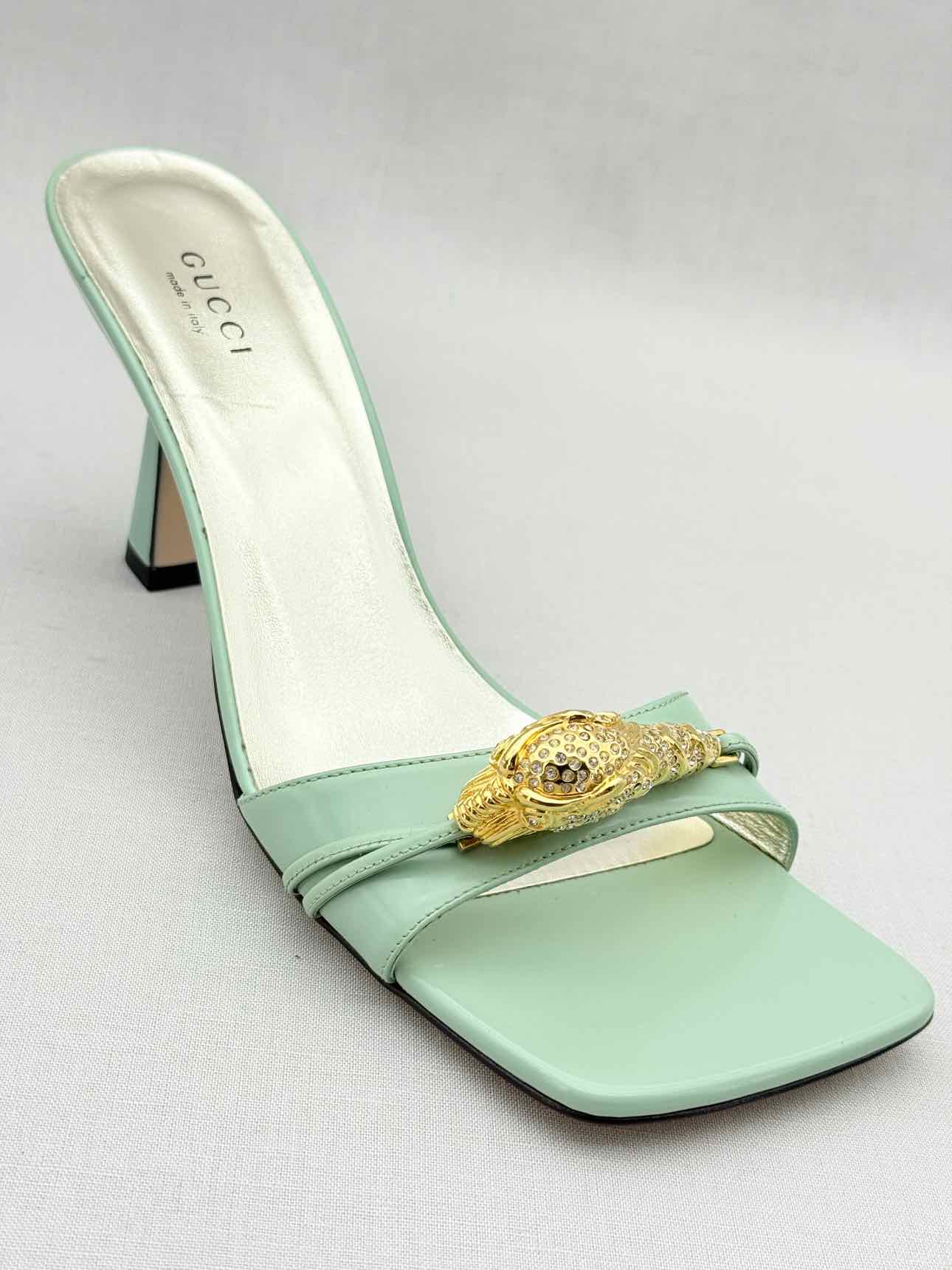 GUCCI Dora Green Size EU 38.5 Heeled Sandals