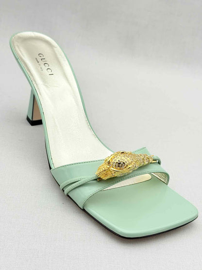 GUCCI Dora Green Size EU 38.5 Heeled Sandals
