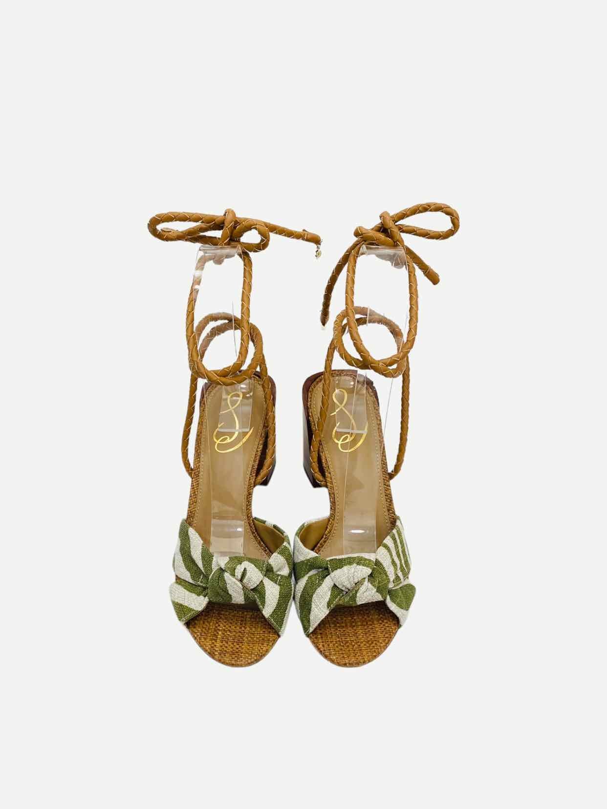 SAM EDELMAN Bodhi Green & White Heeled Sandals 37.5