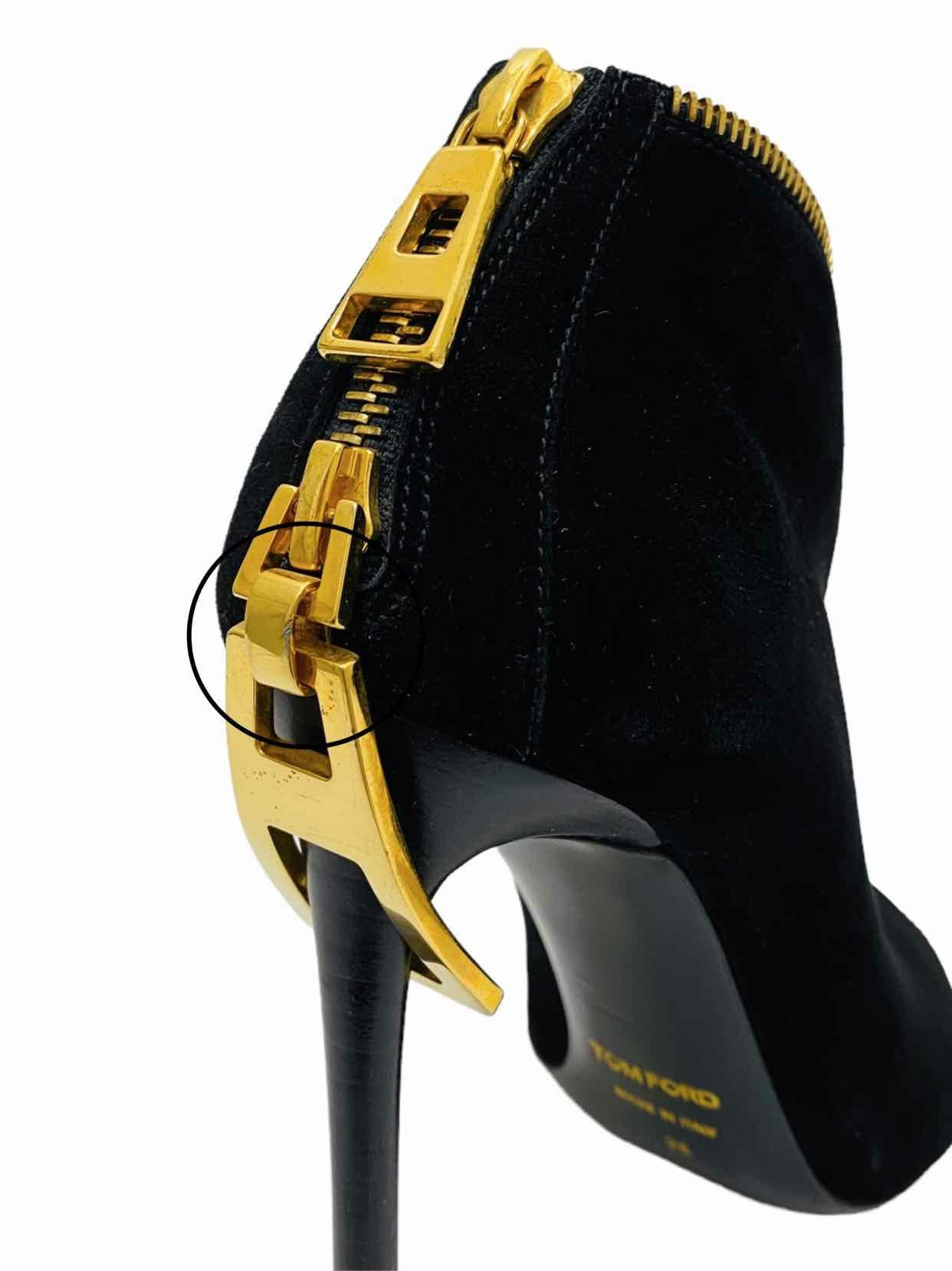 TOM FORD Open Toe Black w/ Gold Size EU 35 Booties