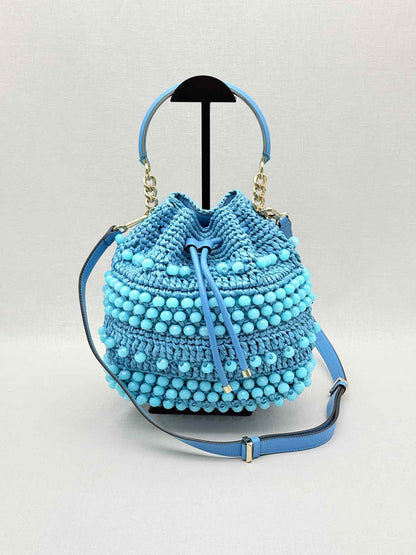 JIMMY CHOO Bon Bon Blue Bucket Bag