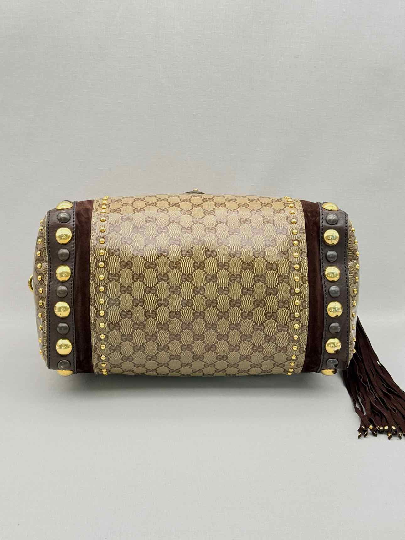 GUCCI Babouska Brown & Beige GG Top Handle