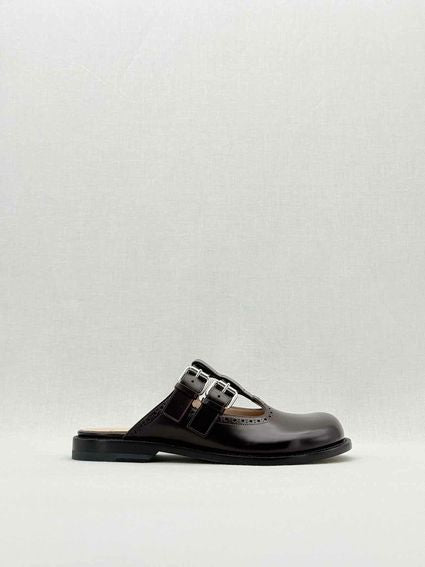 LOEWE Campo Mary Jane Burgundy Size EU 38 Mules