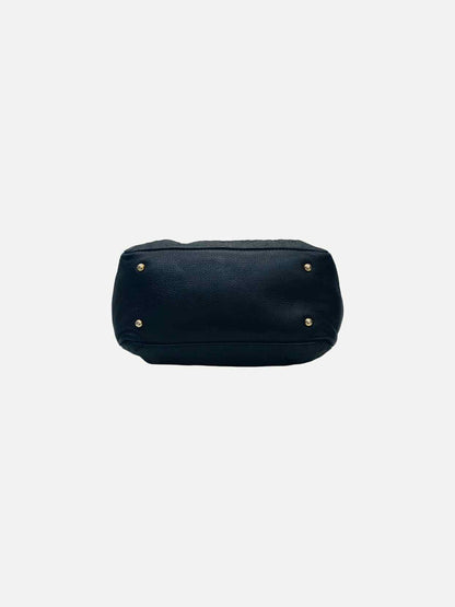 CAROLINA HERRERA Bow Navy Blue Logo Shoulder Bag