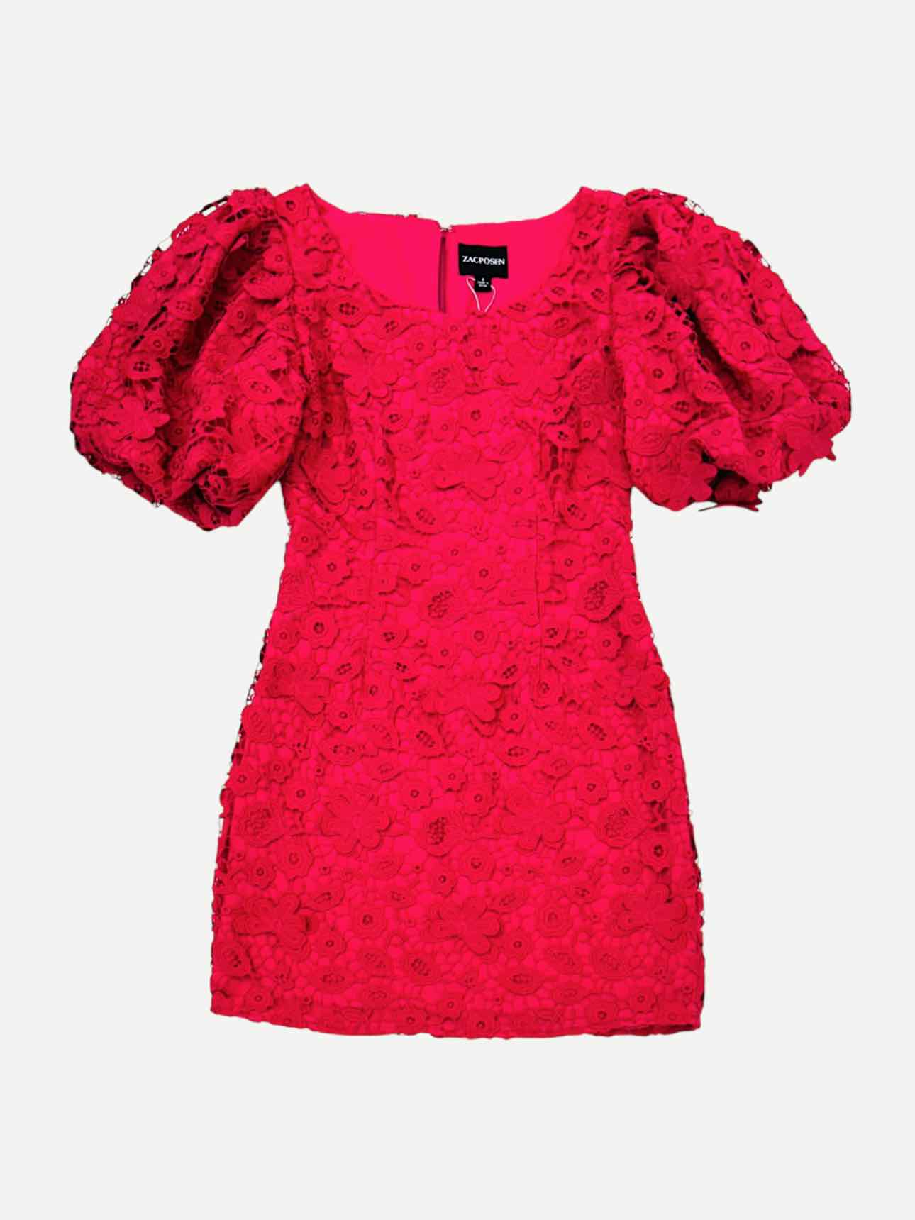 ZAC POSEN Puff Sleeve Fuchsia Mini Dress