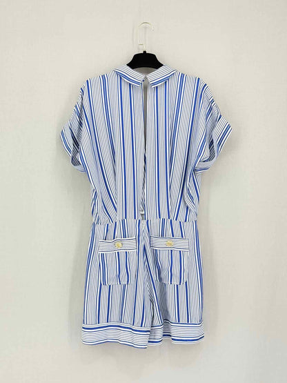 ELISABETTA FRANCHI White & Blue Size US 6 Playsuit