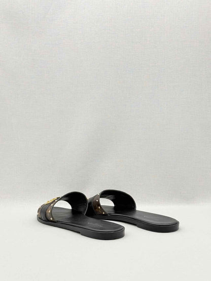 LOUIS VUITTON LOCK IT Brown & Black Size EU 37.5 Slides