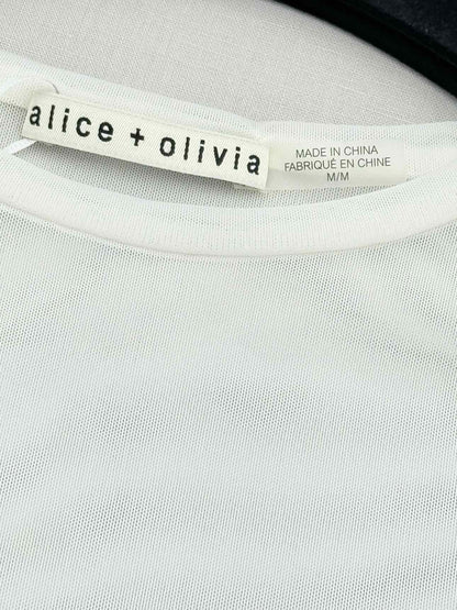 ALICE + OLIVIA White Mesh Size Medium Top
