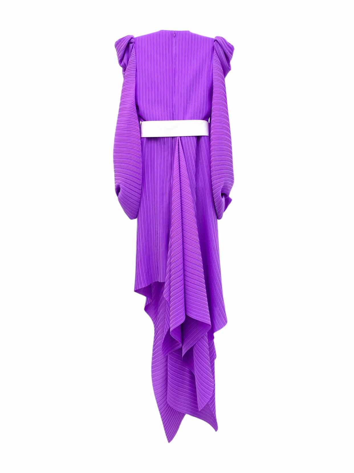 SOLACE LONDON Asymmetrical Hem Purple Midi Dress