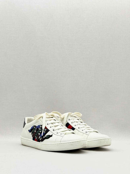 GUCCI Snake Ace White Embellished Size EU 37.5 Sneakers
