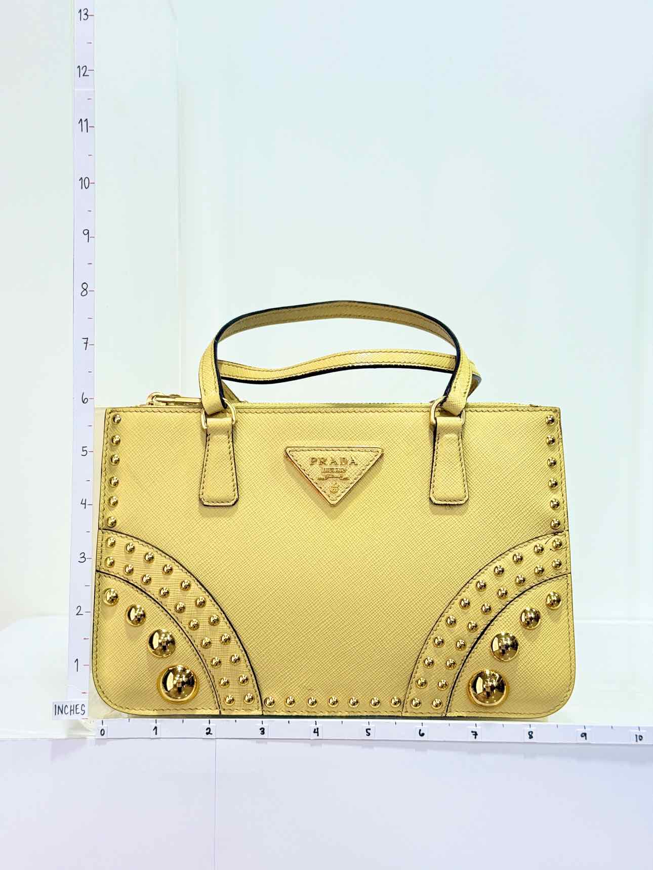 PRADA Double Zip Yellow Tote Bag
