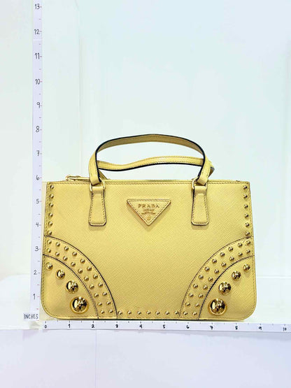 PRADA Double Zip Yellow Tote Bag