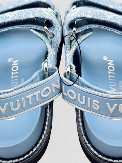 LOUIS VUITTON Paseo Blue Monogram Size EU 35 Sandals