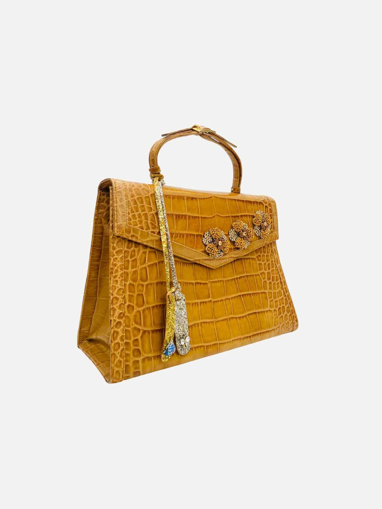 ZUFI ALEXANDER Croc Embossed Tan Top Handle