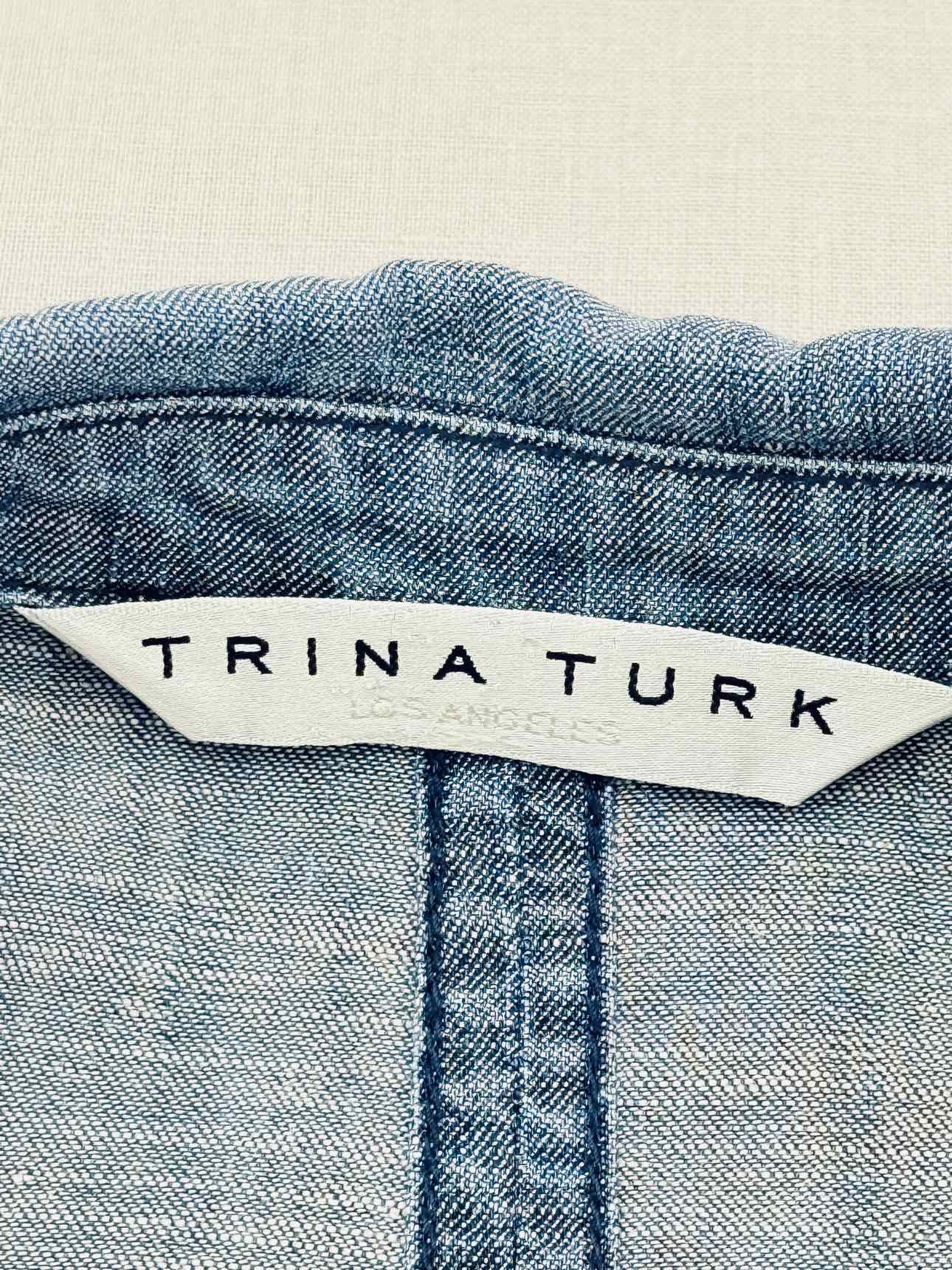 TRINA TURK Blue & White Size Large Tunic
