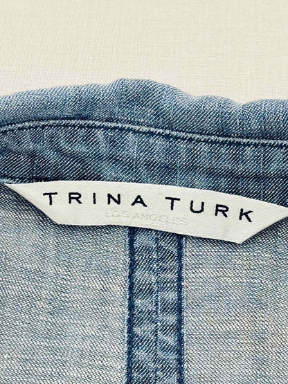 TRINA TURK Blue & White Size Large Tunic