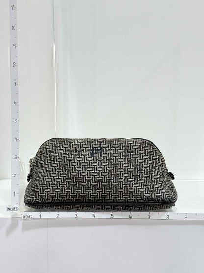 HERMES Cosmetic Black & White Small H Jacquard Pouch