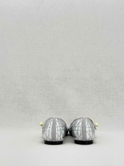 CHRISTIAN DIOR Silver Cannage Size EU 35 Ballet Flats