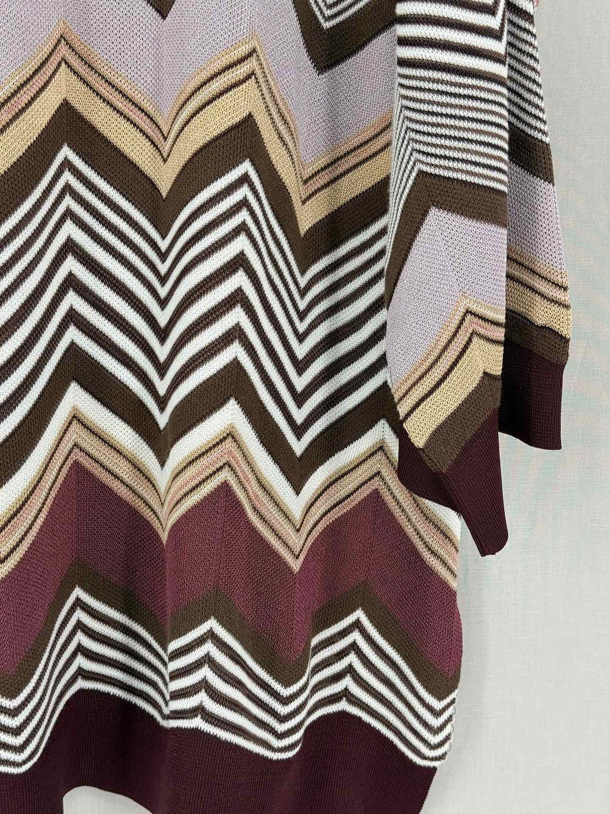 MISSONI Brown Multicolor Zigzag Size Medium Sweater