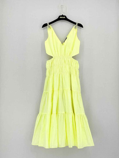 MAJE Runnala Yellow Size US 4 Midi Dress
