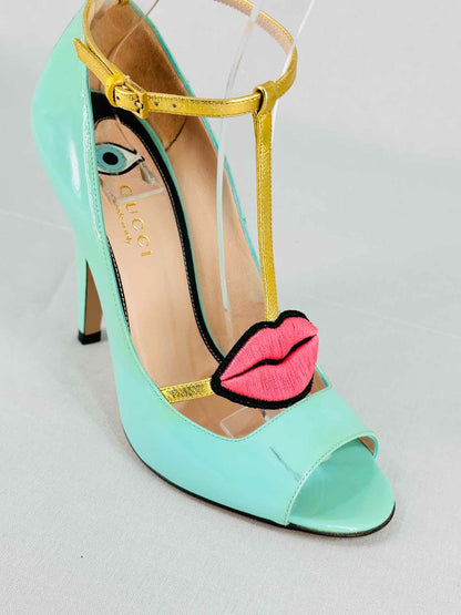 GUCCI Molina Lips Turquoise Size EU 36 Pumps