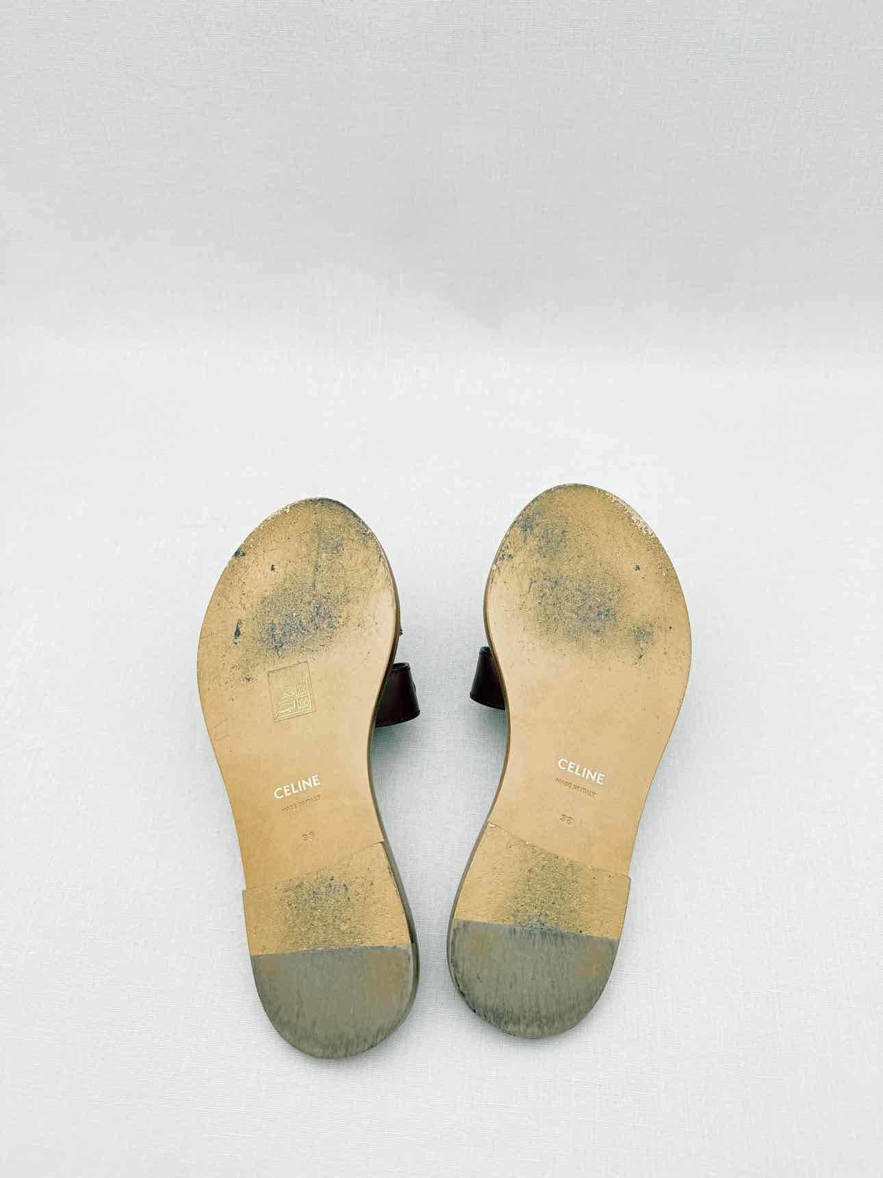 CELINE Triomphe Burgundy Size EU 38 Sandals