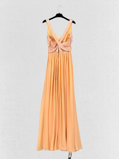 RACHEL GILBERT Cross Peach Cutout Size US 8 Long Dress