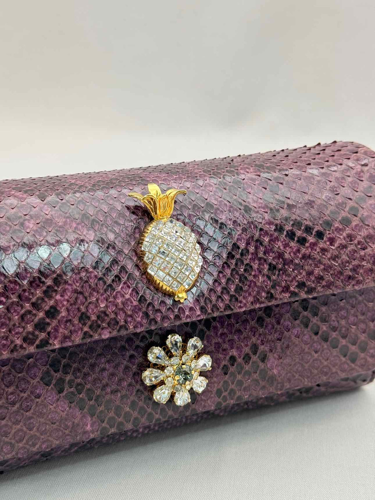 DOLCE & GABBANA Crystal Embellished Plum Shoulder Bag
