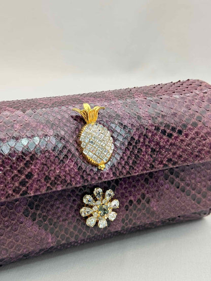 DOLCE & GABBANA Crystal Embellished Plum Shoulder Bag