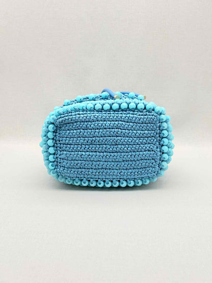 JIMMY CHOO Bon Bon Blue Bucket Bag