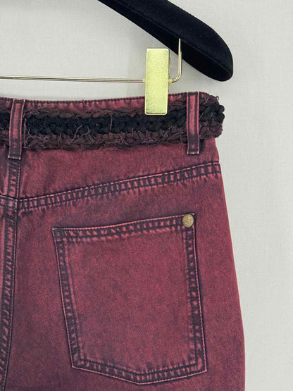 CHANEL Burgundy & Black Washed Size 25 Jeans