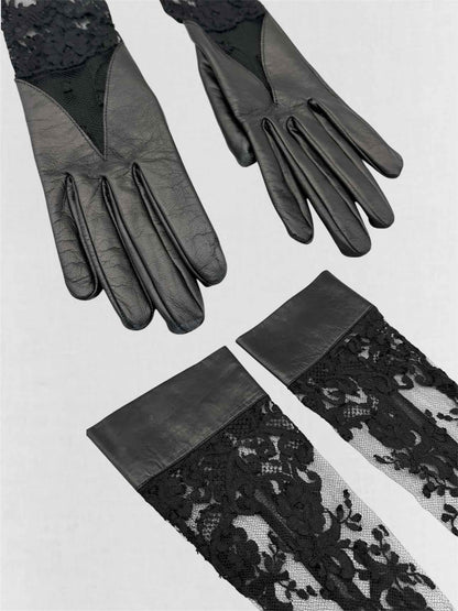 AGENT PROVOCATEUR Lovella Black Floral Lace Gloves