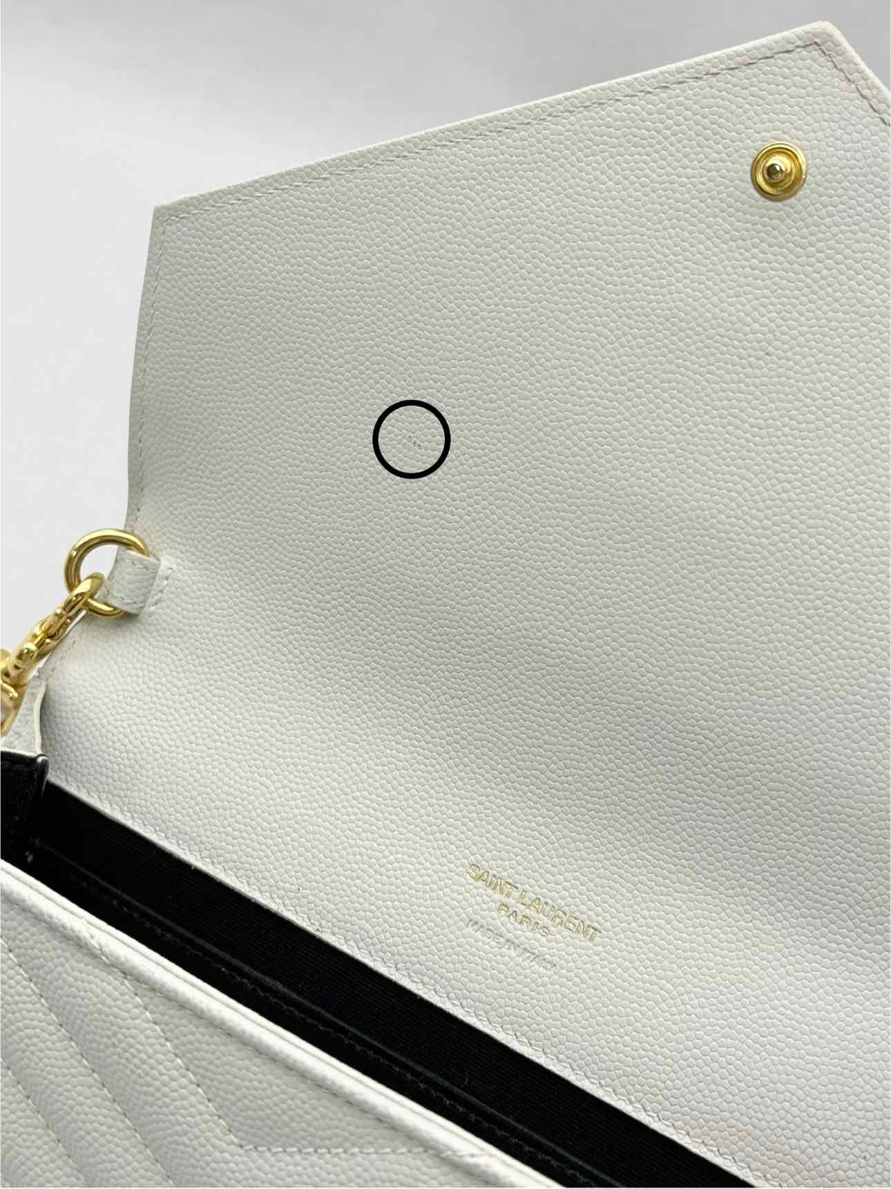 SAINT LAURENT Cassandre Matelasse Flap White Wristlet