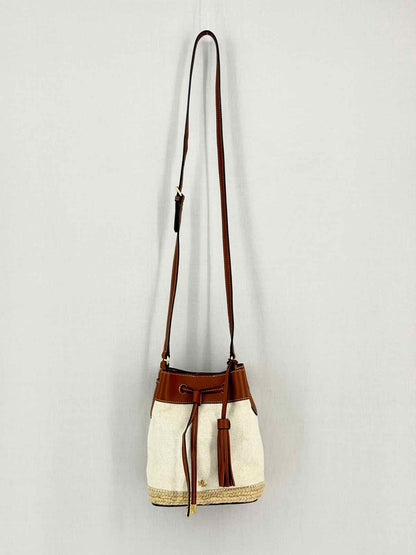 RALPH LAUREN Canvas Debby Beige & Tan Bucket Bag