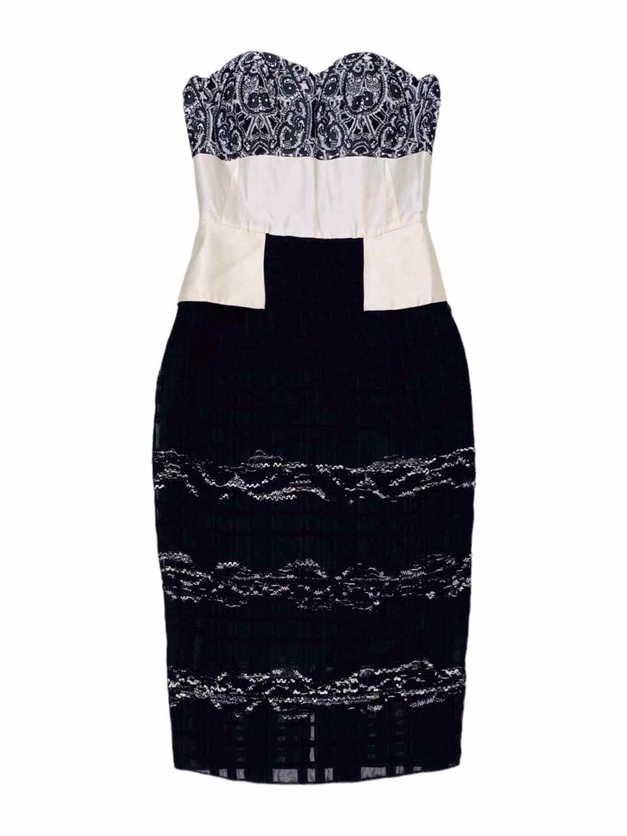 PRABAL GURUNG Sheath Black, White & Grey Cocktail Dress