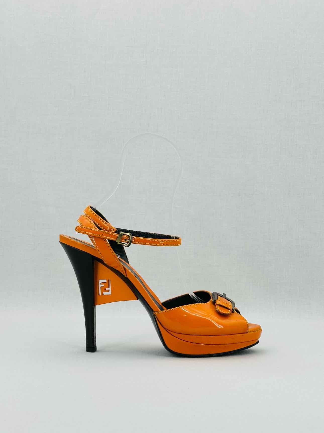 FENDI Ankle Strap Orange Size EU 40 Heeled Sandals