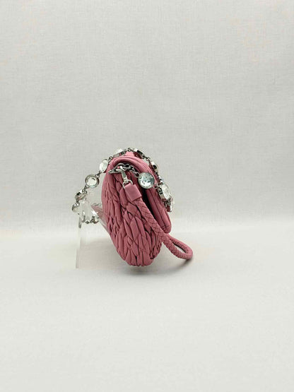 MIU MIU Nappa Crystal Pink Matelasse Shoulder Bag