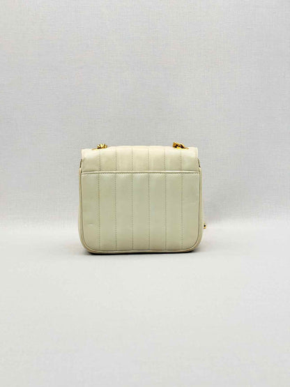 SAINT LAURENT Vicky Beige Quilted Shoulder Bag
