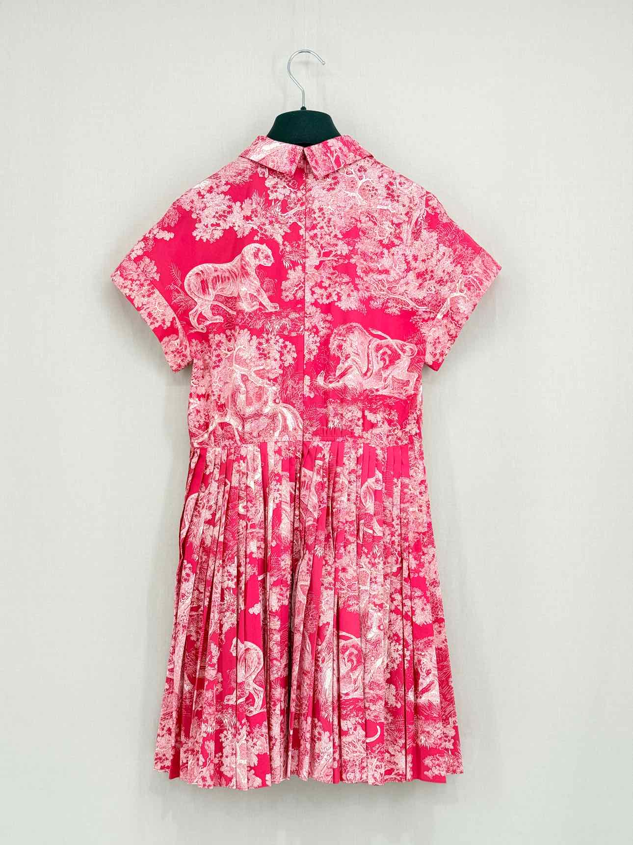 DIOR Red & White Pleated Size US 4 Short Dress