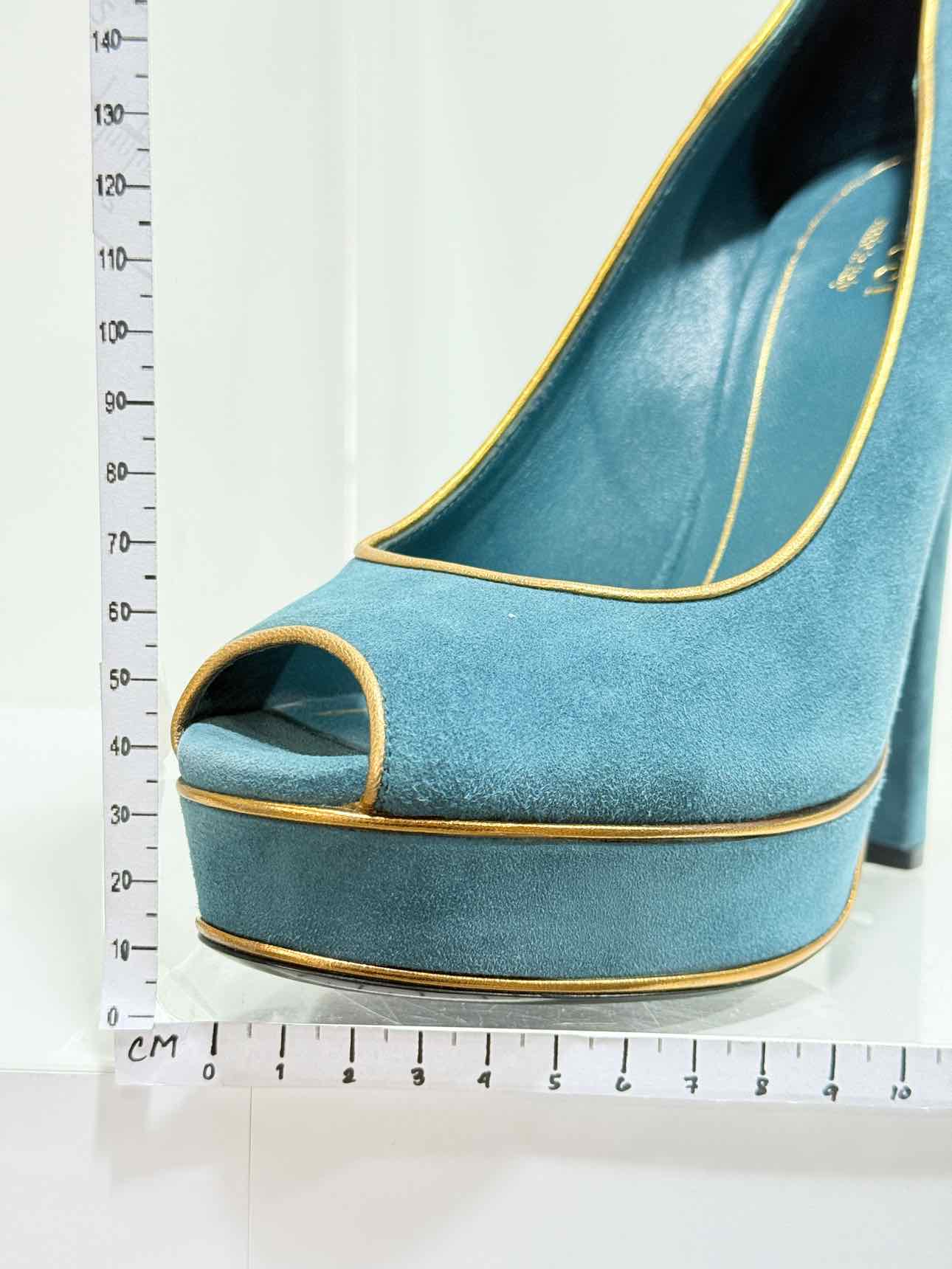 GUCCI Open Toe Teal Blue Size EU 38.5 Pumps