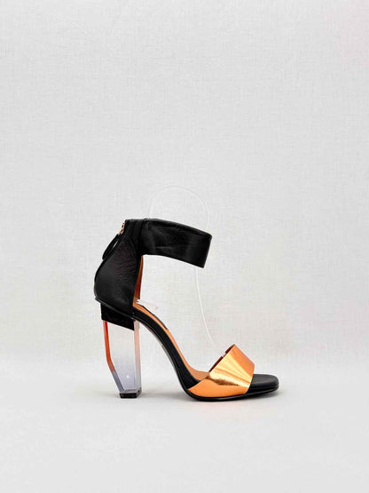 MISTA Black & Bronze Size EU 37 Heeled Sandals
