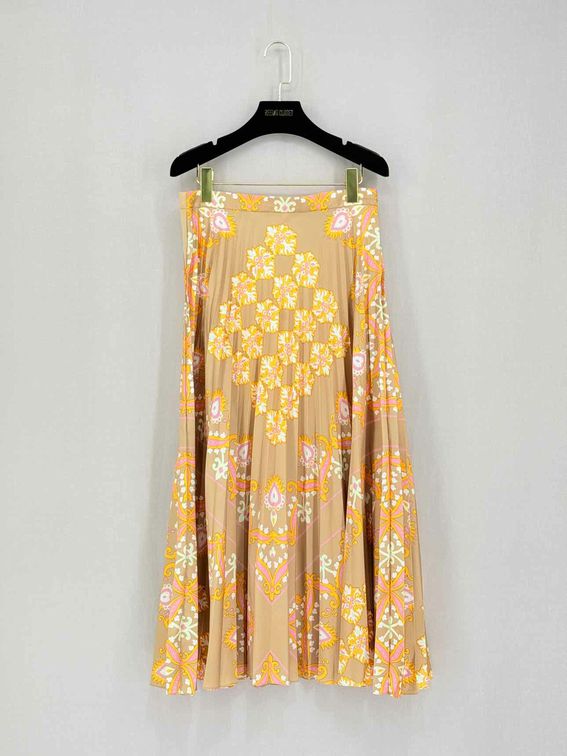 SANDRO Beige Multicolor Printed Size US 6 Midi Skirt