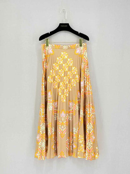 SANDRO Beige Multicolor Printed Size US 6 Midi Skirt