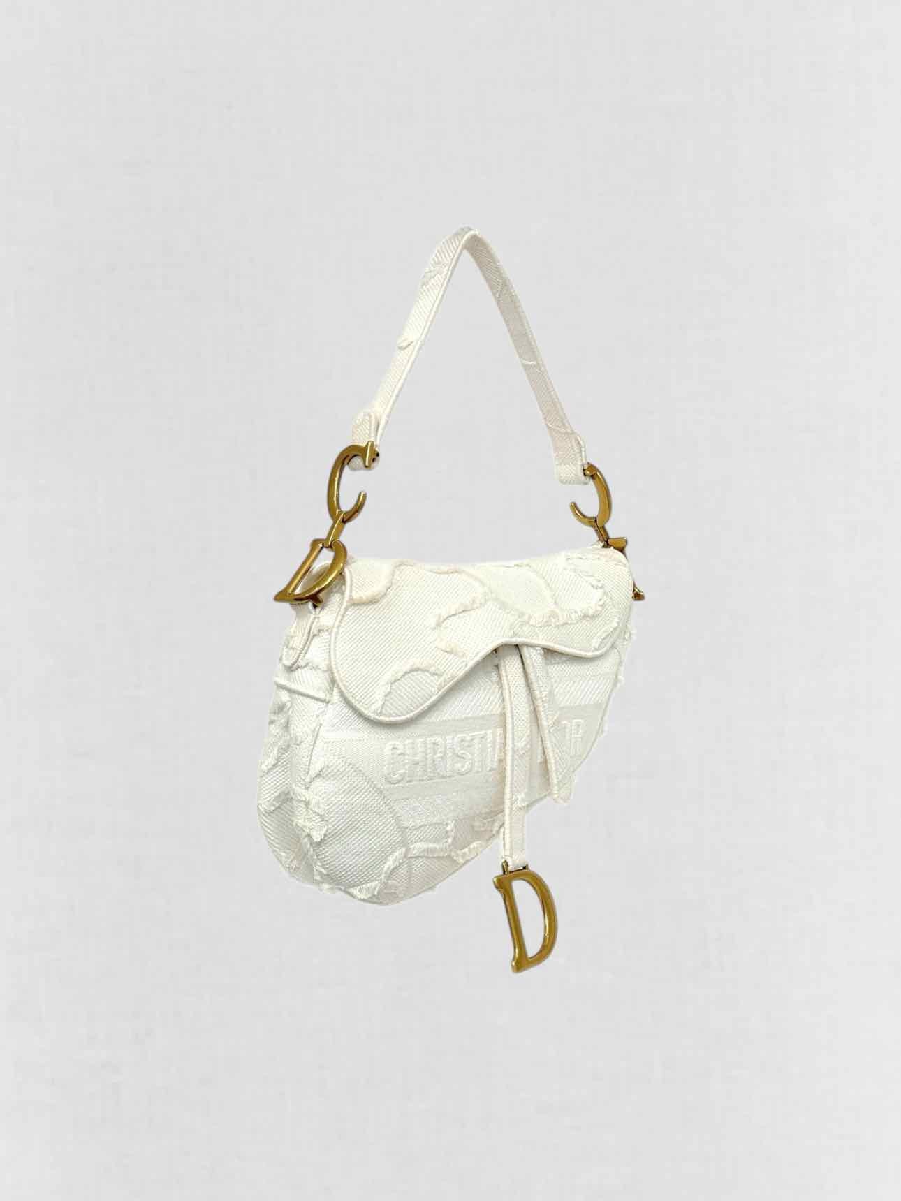 DIOR White Oblique Saddle Bag