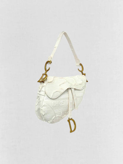 DIOR White Oblique Saddle Bag