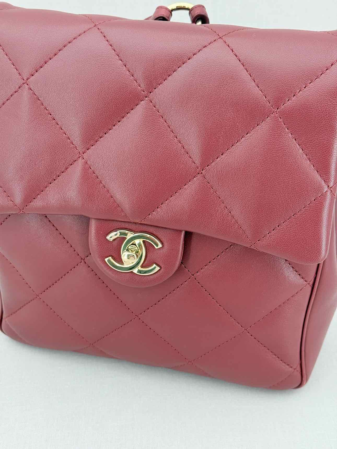 CHANEL Burgundy Quilted Backpack