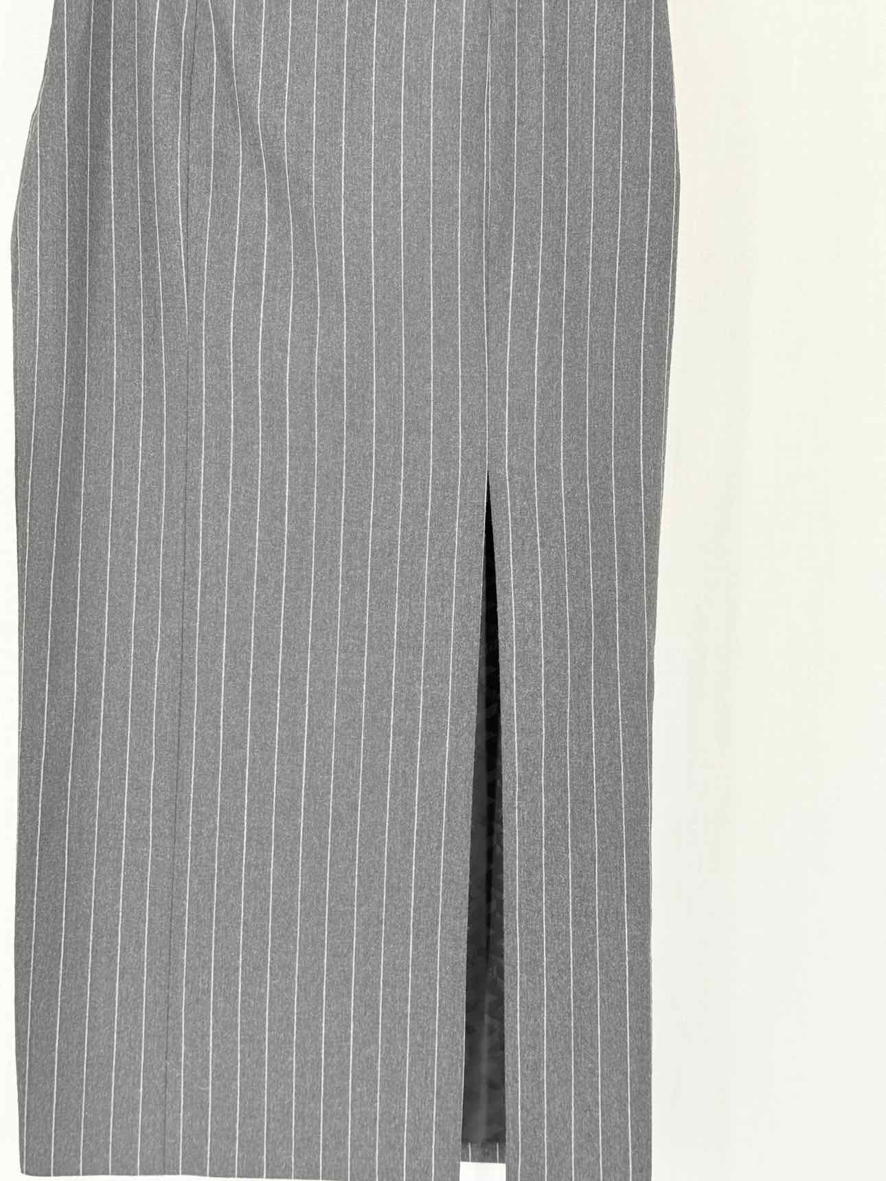 VERSACE Grey & White Pinstripe Size US 2 Midi Skirt