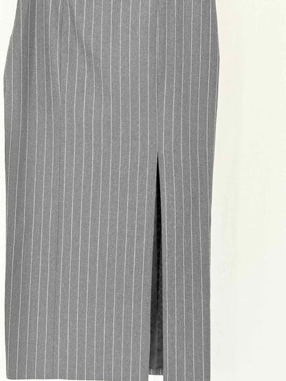 VERSACE Grey & White Pinstripe Size US 2 Midi Skirt