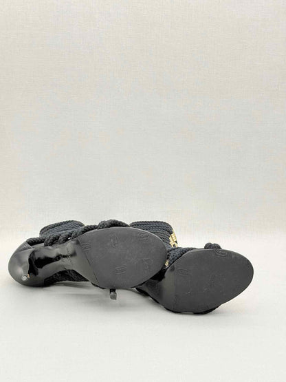 BALMAIN Gladiator Black Rope Size EU 37 Heeled Sandals
