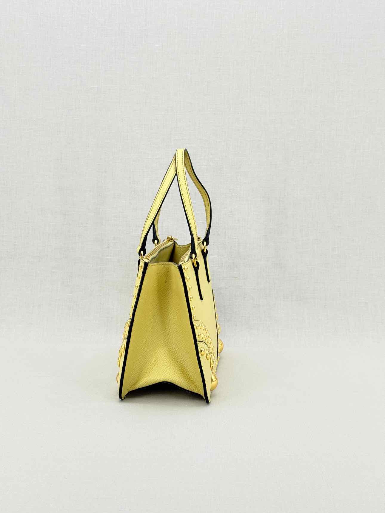 PRADA Double Zip Yellow Tote Bag